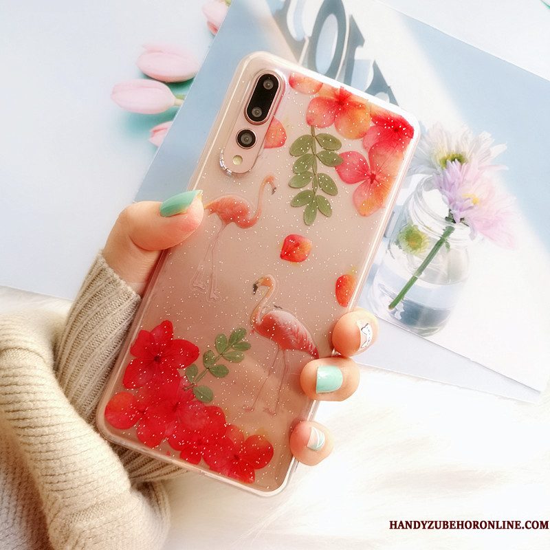 Hoesje Huawei P20 Pro Zacht Vogel Bloemen, Hoes Huawei P20 Pro Telefoon Mooi