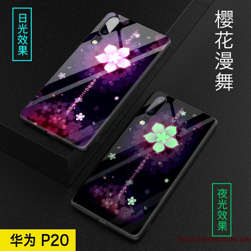 Hoesje Huawei P20 Scheppend Glas Lichtende, Hoes Huawei P20 Bescherming Dun Trendy Merk