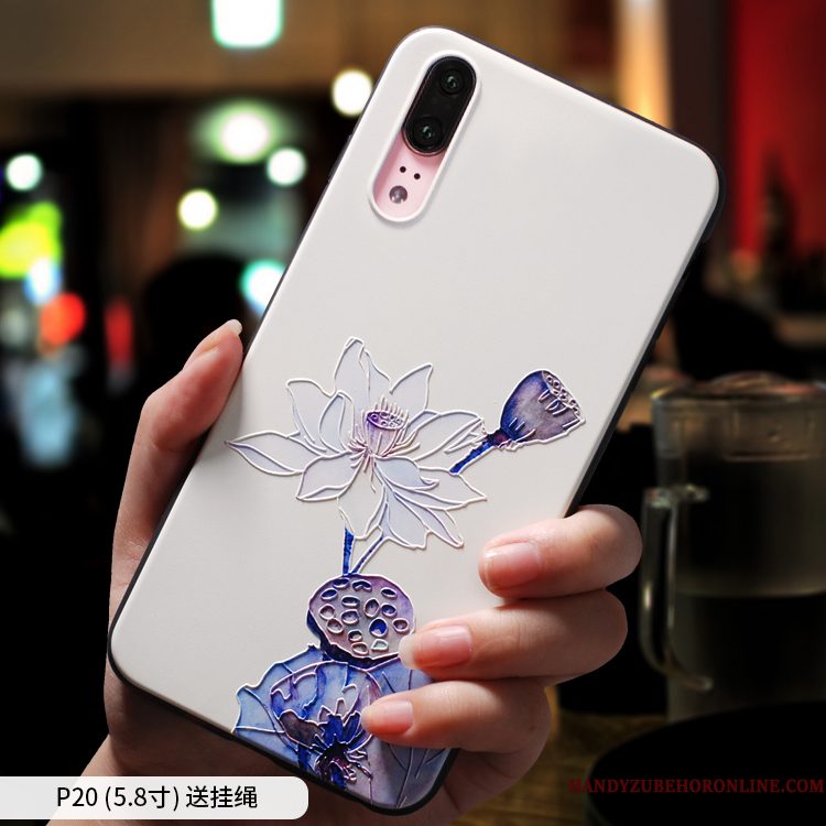 Hoesje Huawei P20 Zakken Persoonlijk Anti-fall, Hoes Huawei P20 Zacht Trendy Merk Wit