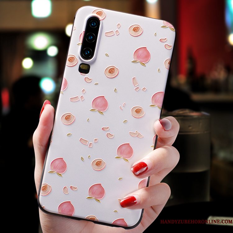 Hoesje Huawei P30 Bescherming Dun Anti-fall, Hoes Huawei P30 Siliconen Trendy Merk Roze