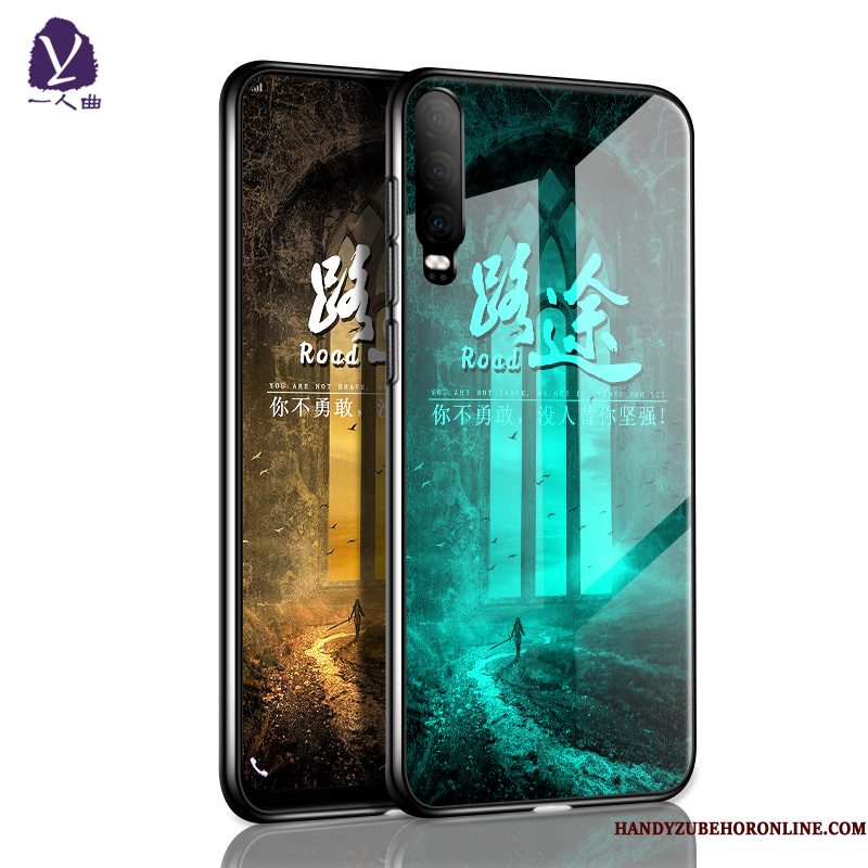 Hoesje Huawei P30 Bescherming Trendy Merk Anti-fall, Hoes Huawei P30 Siliconen Lichtende Groen