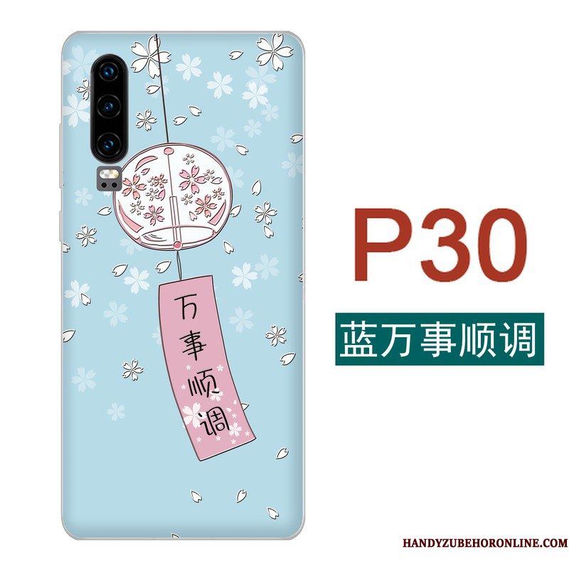 Hoesje Huawei P30 Blauw Vers, Hoes Huawei P30 Kers Wind