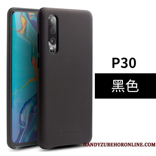 Hoesje Huawei P30 Leer Bedrijf Zwart, Hoes Huawei P30 Bescherming Telefoon Achterklep