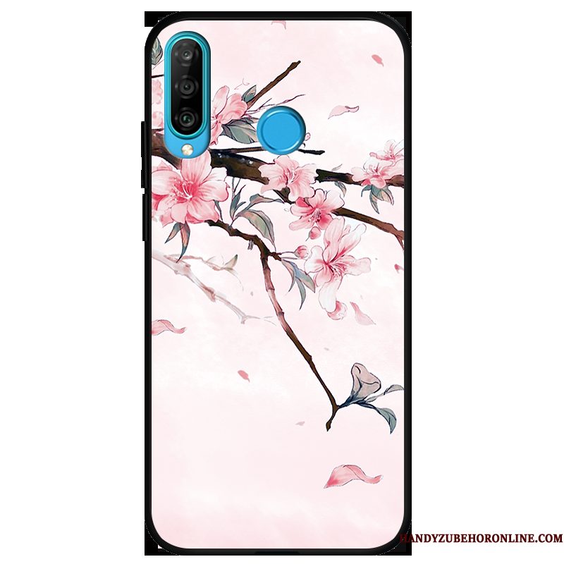 Hoesje Huawei P30 Lite Siliconen Skärmskydd Roze, Hoes Huawei P30 Lite Zacht Anti-fall Jeugd