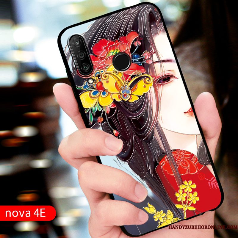 Hoesje Huawei P30 Lite Siliconen Telefoon Rood, Hoes Huawei P30 Lite Bescherming Pas Anti-fall