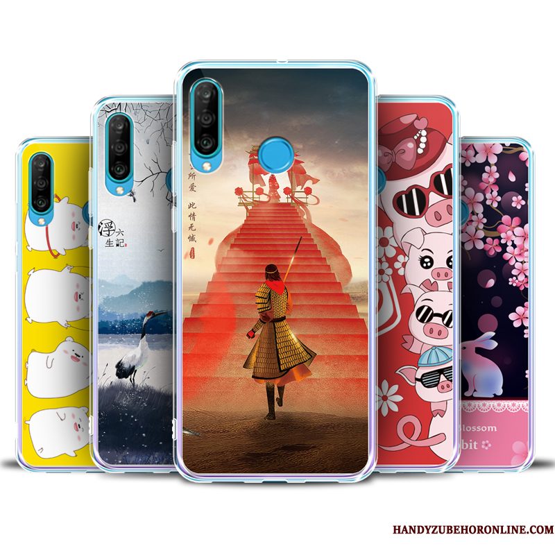 Hoesje Huawei P30 Lite Zacht Anti-fall Hanger, Hoes Huawei P30 Lite Bescherming Telefoon Rood