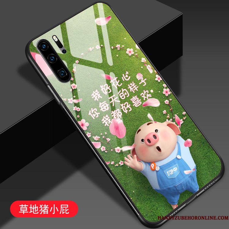 Hoesje Huawei P30 Pro Bescherming Glas Net Red, Hoes Huawei P30 Pro Spotprent Groen Anti-fall