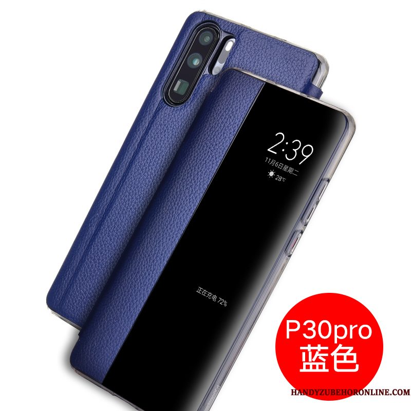 Hoesje Huawei P30 Pro Folio Telefoon Blauw, Hoes Huawei P30 Pro Leer