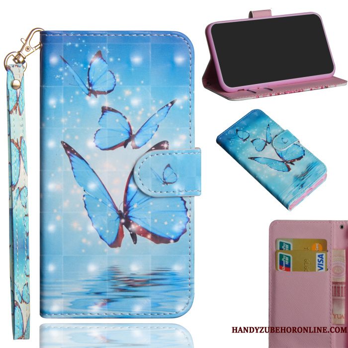 Hoesje Huawei P30 Pro Leer Telefoon Blauw, Hoes Huawei P30 Pro Scheppend Kaart