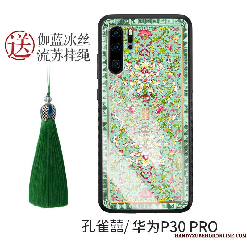 Hoesje Huawei P30 Pro Scheppend Telefoon Groen, Hoes Huawei P30 Pro Zakken Persoonlijk Glas