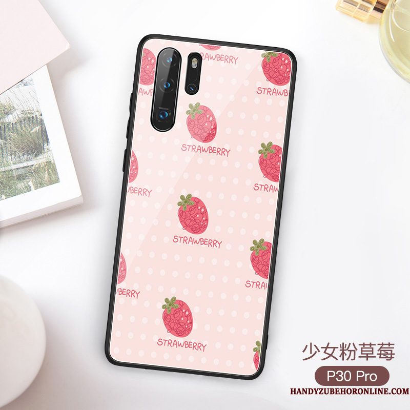 Hoesje Huawei P30 Pro Telefoon Roze, Hoes Huawei P30 Pro Glas Net Red