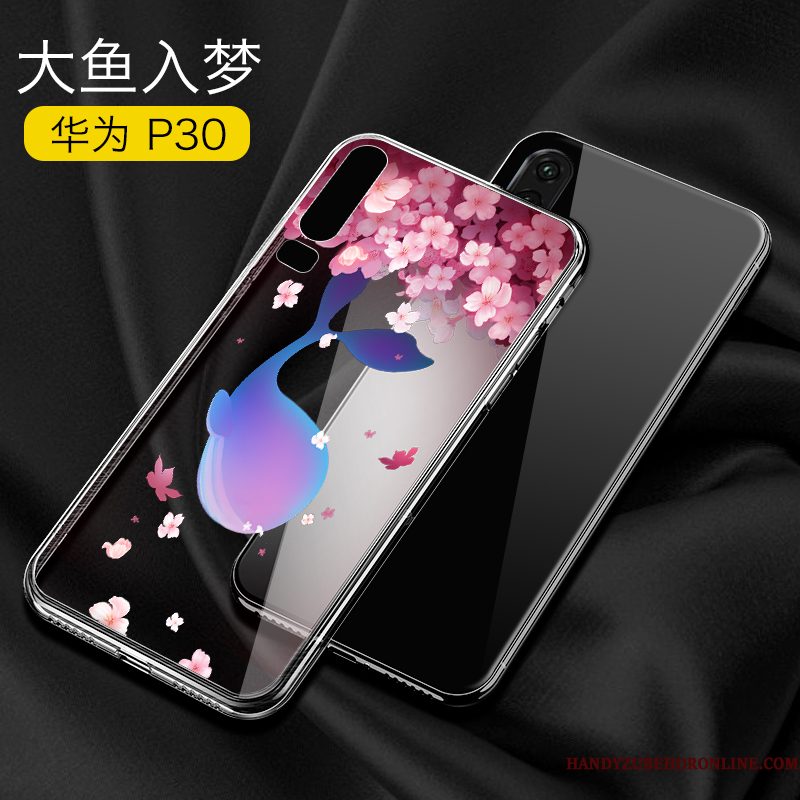 Hoesje Huawei P30 Scheppend Dun Glas, Hoes Huawei P30 Telefoon Anti-fall