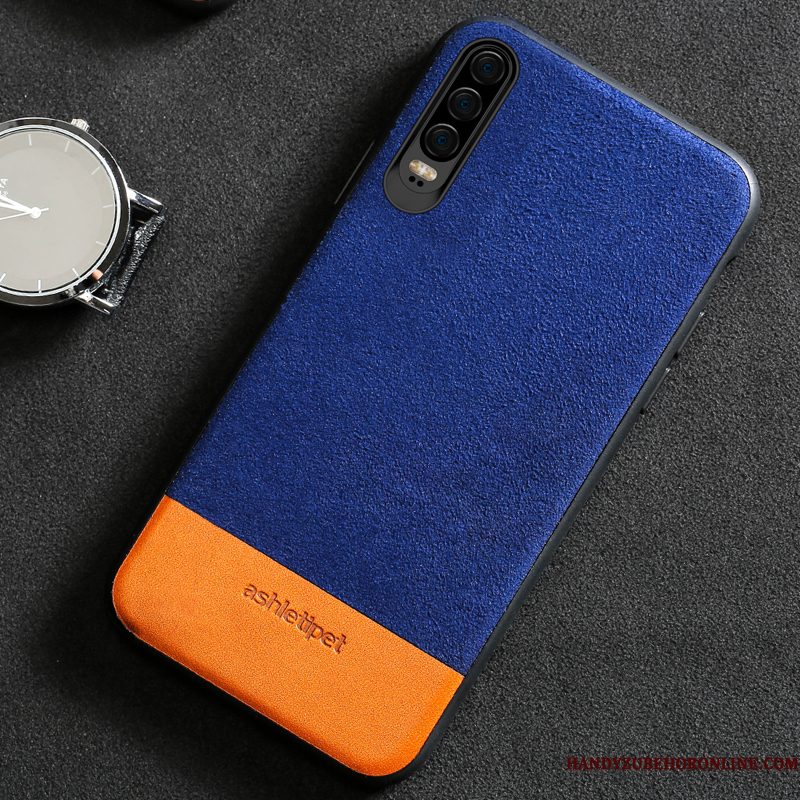 Hoesje Huawei P30 Scheppend Kwaliteit Verbinding, Hoes Huawei P30 Leer Blauwtelefoon