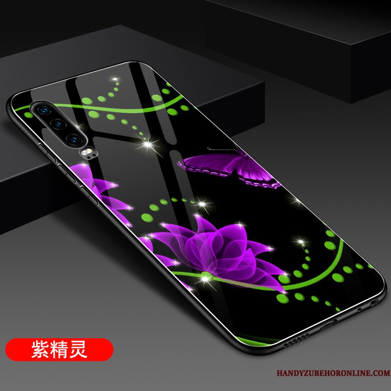 Hoesje Huawei P30 Siliconen Telefoon Schrobben, Hoes Huawei P30 Bescherming Spiegel Net Red