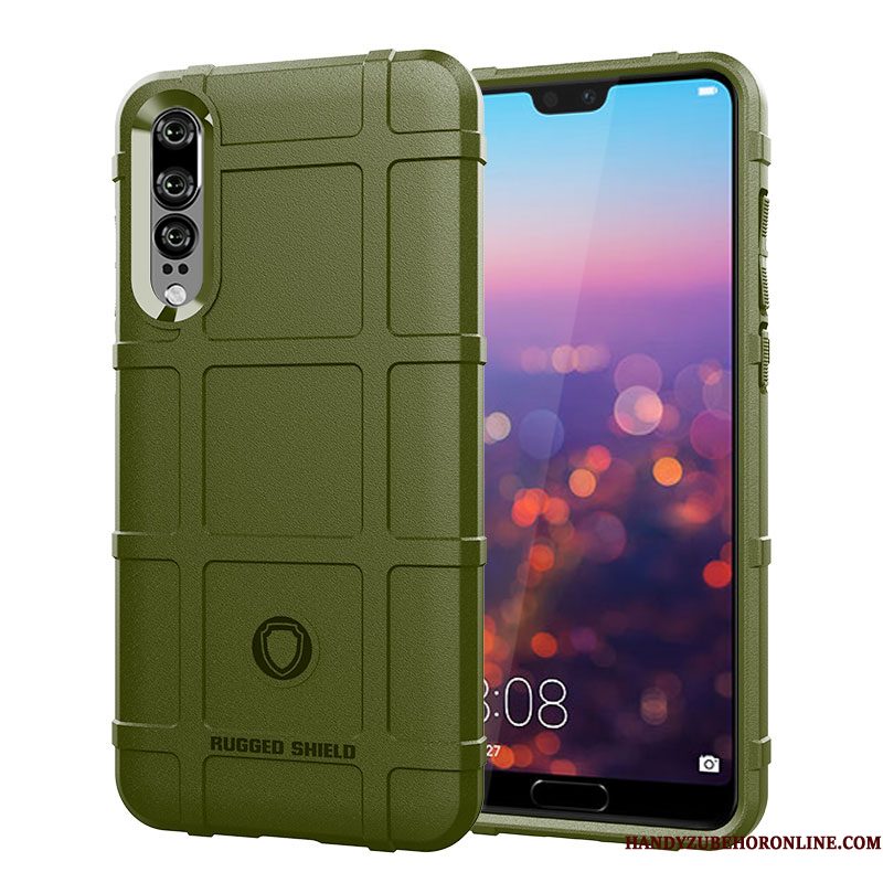 Hoesje Huawei P30 Siliconen Trendy Merk Tactiek, Hoes Huawei P30 Zacht Anti-fall Groen