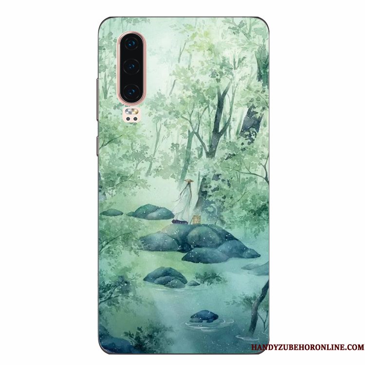 Hoesje Huawei P30 Zacht Groen Wind, Hoes Huawei P30 Bescherming Kunst Persoonlijk