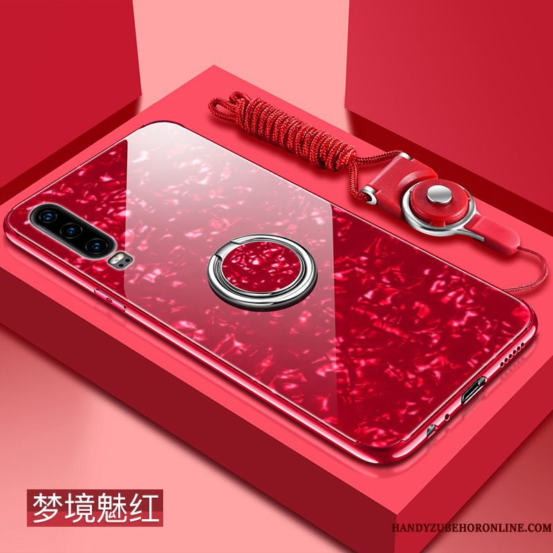 Hoesje Huawei P30 Zacht Net Red Anti-fall, Hoes Huawei P30 Siliconen Telefoon Glas