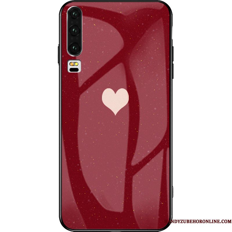 Hoesje Huawei P30 Zakken Rood Net Red, Hoes Huawei P30 Telefoon Trendy Merk