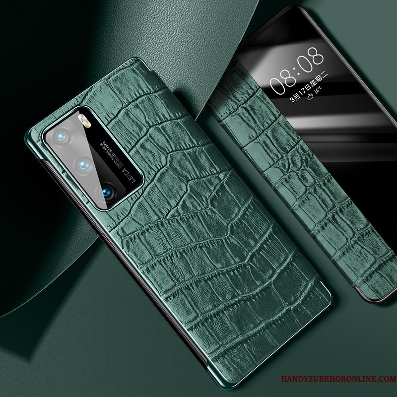 Hoesje Huawei P40 Bescherming Anti-fall Accessoires, Hoes Huawei P40 Leer Duntelefoon