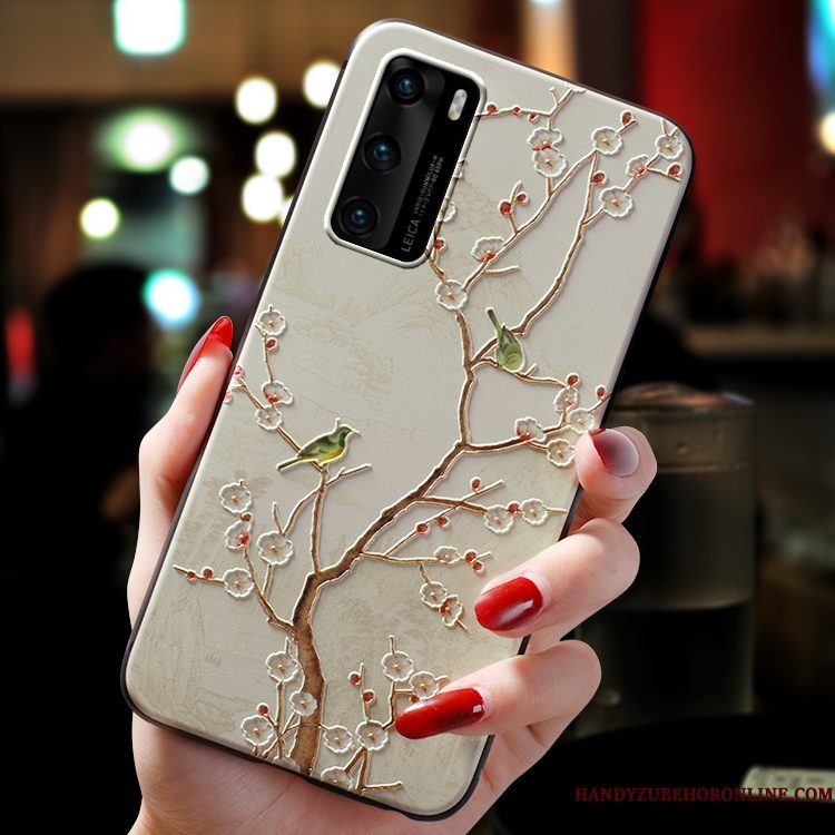 Hoesje Huawei P40 Bescherming Anti-fall Trendy Merk, Hoes Huawei P40 Scheppend Net Red Dun