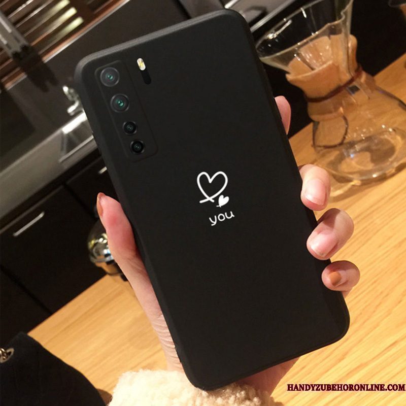 Hoesje Huawei P40 Lite 5g Zacht Liefde Lovers, Hoes Huawei P40 Lite 5g Zakken Zwarttelefoon