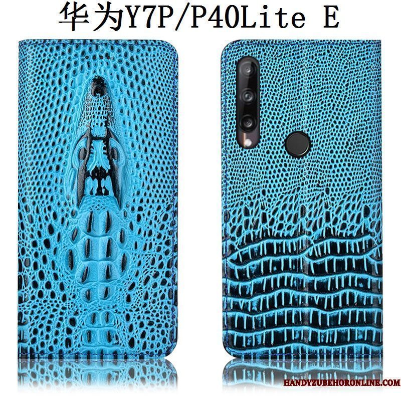 Hoesje Huawei P40 Lite E Bescherming Telefoon Krokodil, Hoes Huawei P40 Lite E Folio Anti-fall Blauw