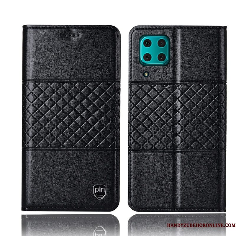 Hoesje Huawei P40 Lite Leer Telefoon Anti-fall, Hoes Huawei P40 Lite Bescherming Zwart