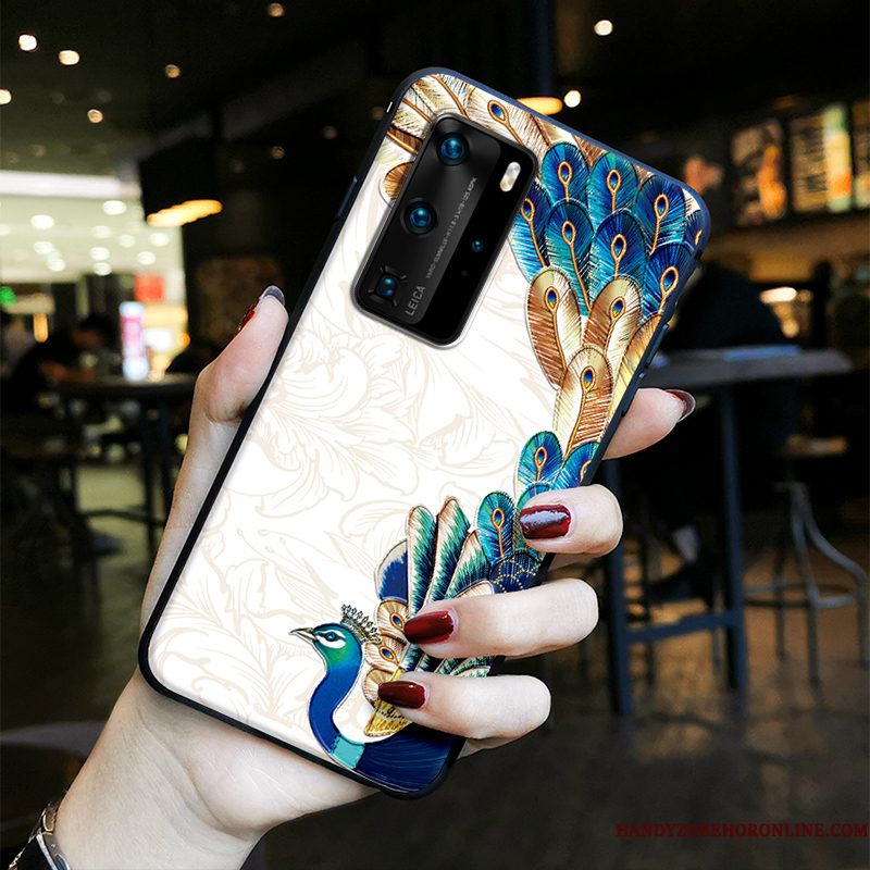 Hoesje Huawei P40 Pro Vintage Schrobben Chinese Stijl, Hoes Huawei P40 Pro Bescherming Wind Net Red