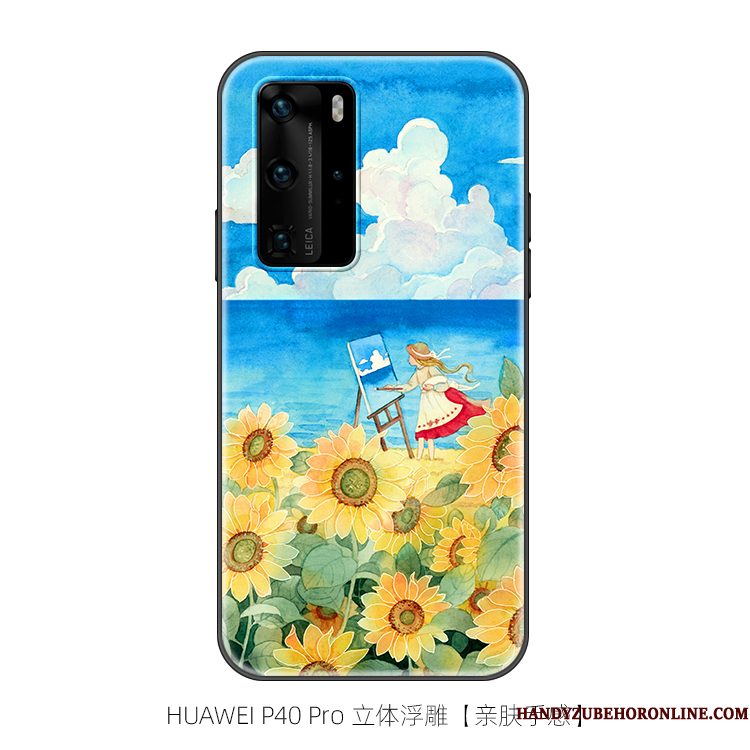Hoesje Huawei P40 Pro Zacht Schrobbentelefoon, Hoes Huawei P40 Pro Siliconen Blauw Vers