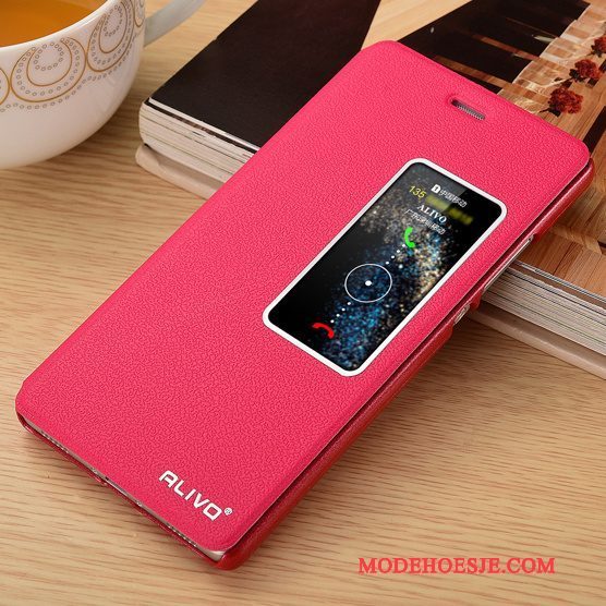 Hoesje Huawei P8 Bescherming Telefoon Anti-fall, Hoes Huawei P8 Leer Rood