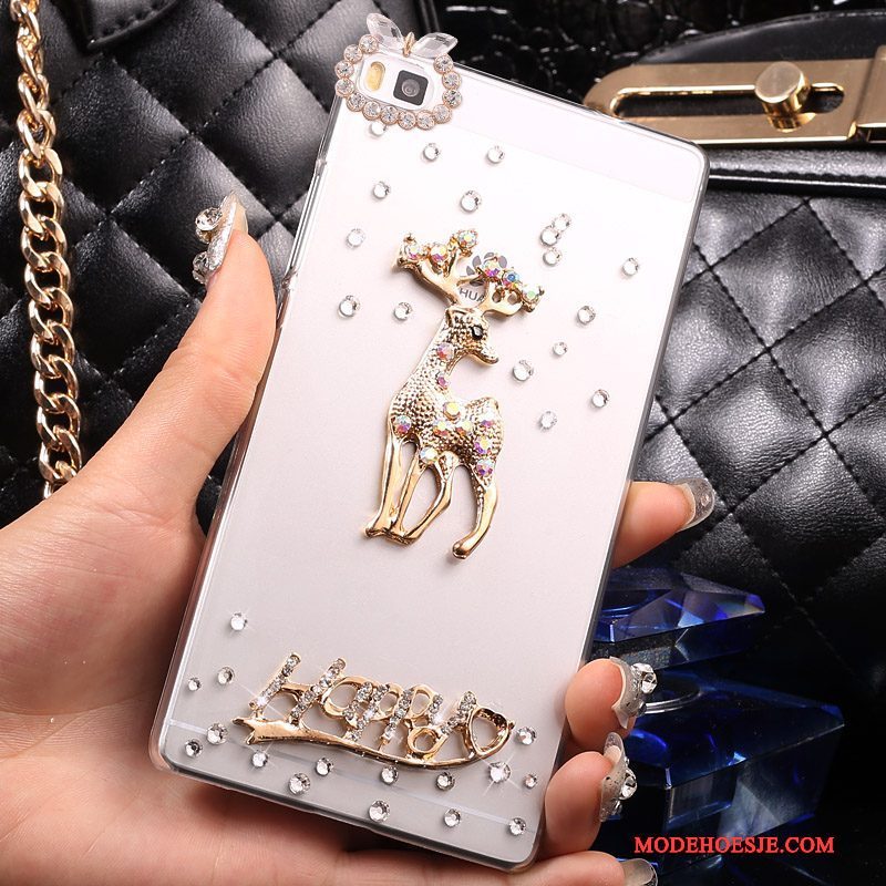 Hoesje Huawei P8 Lite Strass Goudtelefoon, Hoes Huawei P8 Lite Bescherming Jeugd Hard