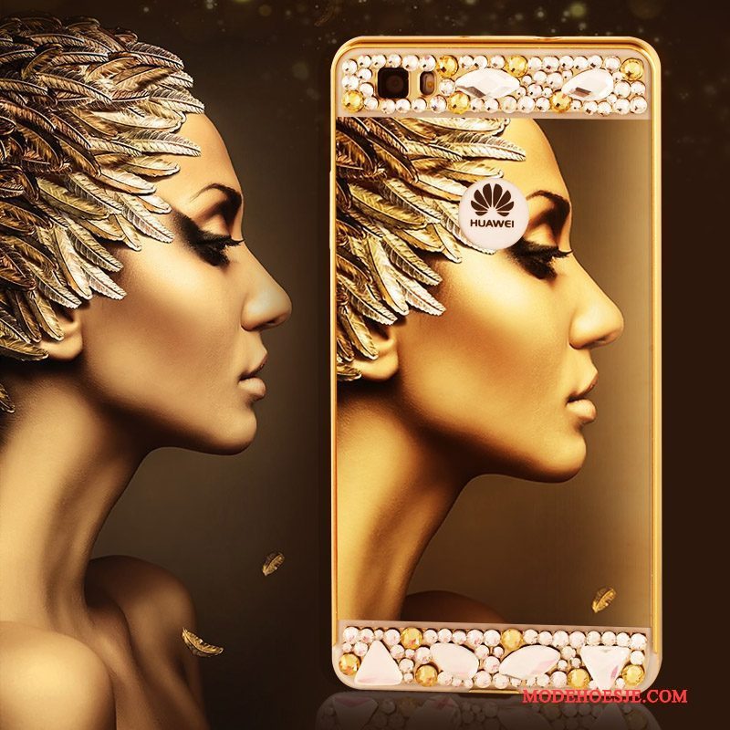 Hoesje Huawei P8 Metaal Hoge Anti-fall, Hoes Huawei P8 Strass Omlijsting Goud