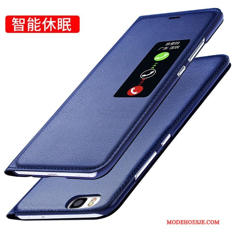 Hoesje Huawei P8 Zakken Donkerblauw Anti-fall, Hoes Huawei P8 Folio Telefoon Hoge