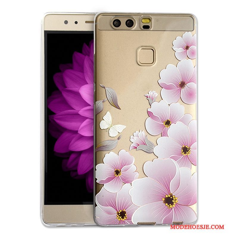 Hoesje Huawei P9 Bescherming Telefoon Anti-fall, Hoes Huawei P9 Siliconen Roze Mooie