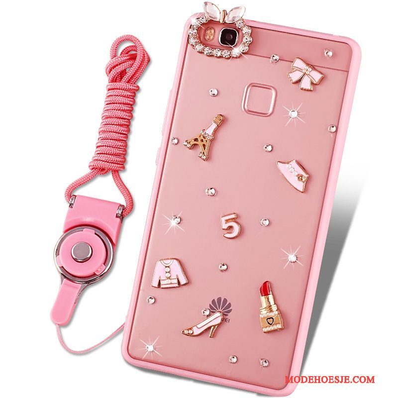 Hoesje Huawei P9 Lite Trass Telefoon Jeugd, Hoes Huawei P9 Lite Zacht Hanger Roze