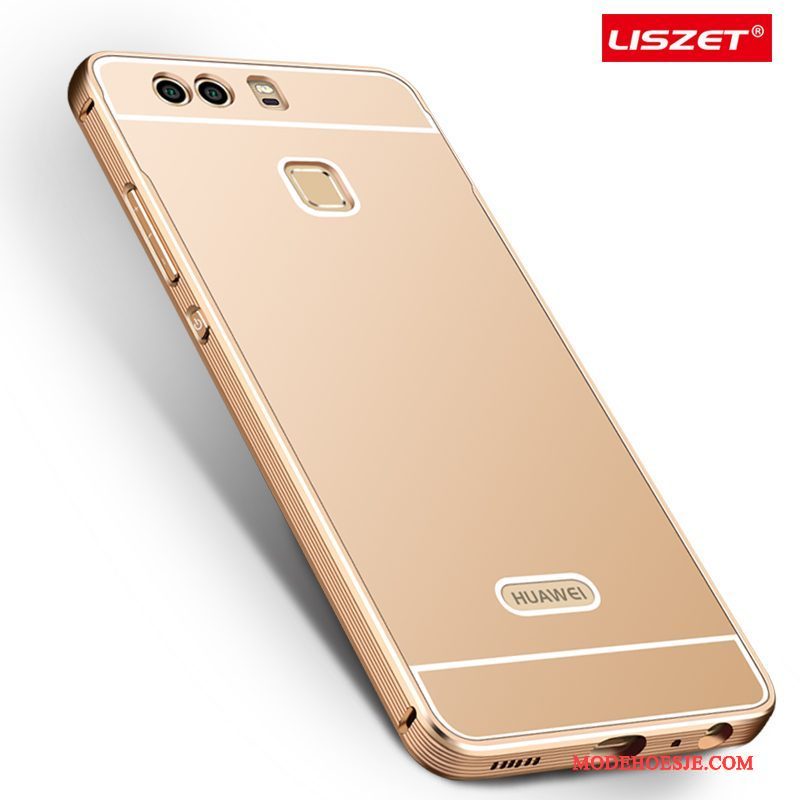 Hoesje Huawei P9 Metaal Goud Anti-fall, Hoes Huawei P9 Bescherming Omlijsting Hard