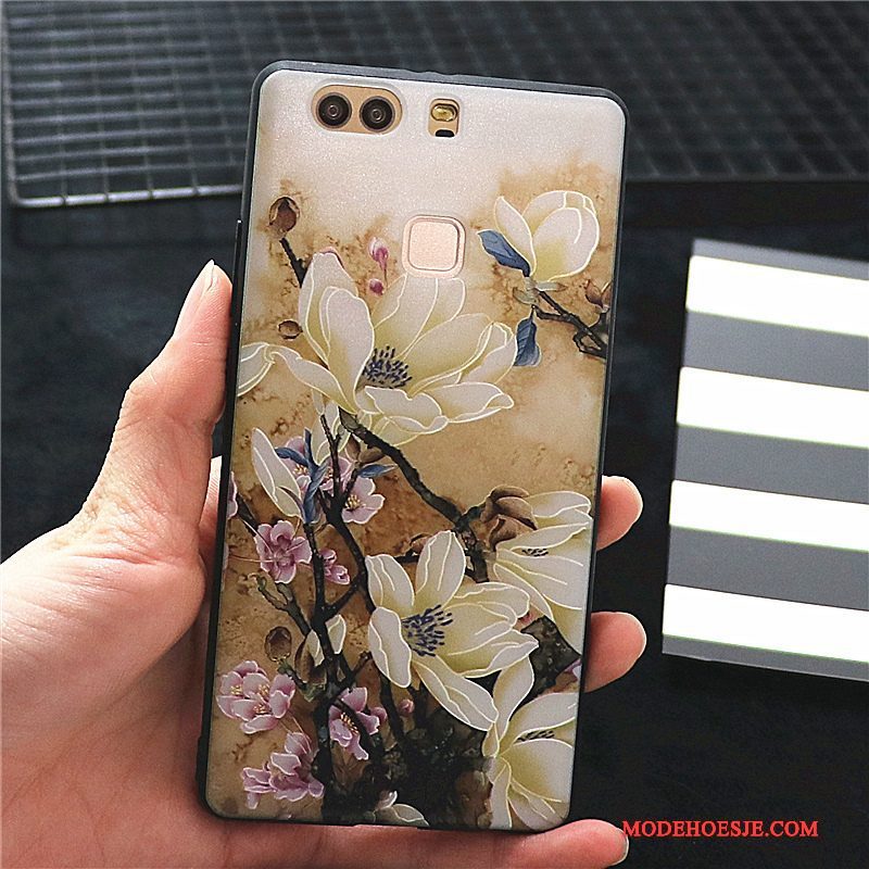 Hoesje Huawei P9 Plus Bescherming Telefoon Skärmskydd, Hoes Huawei P9 Plus Zakken Schrobben Geel