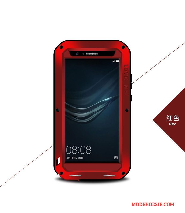 Hoesje Huawei P9 Plus Siliconen Anti-fall Rood, Hoes Huawei P9 Plus Metaal Hanger Trend