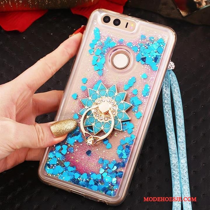 Hoesje Huawei P9 Strass Opknoping Nektelefoon, Hoes Huawei P9 Zacht Trend Blauw