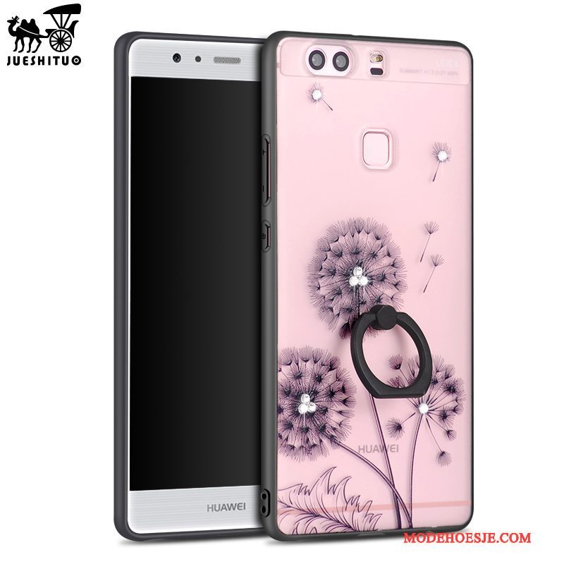 Hoesje Huawei P9 Zakken Roze Hanger, Hoes Huawei P9 Strass Anti-falltelefoon