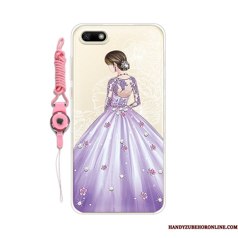 Hoesje Huawei Y5 2018 Zacht Telefoon Hanger, Hoes Huawei Y5 2018 Bescherming Pas Purper