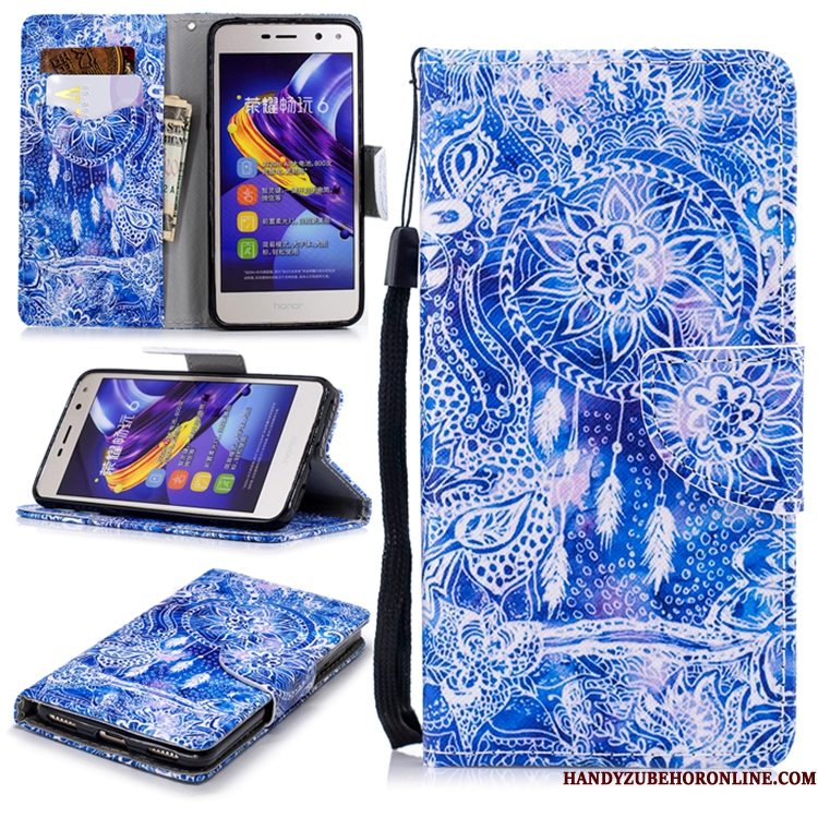 Hoesje Huawei Y5 2018 Zakken Telefoon Blauw, Hoes Huawei Y5 2018 Leer