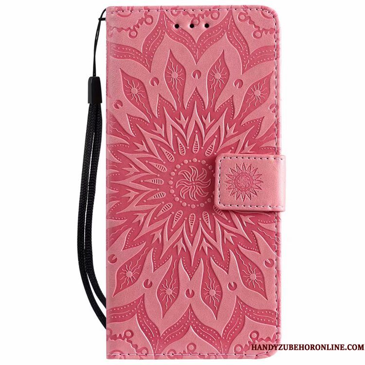 Hoesje Huawei Y5 2019 Folio Roze Anti-fall, Hoes Huawei Y5 2019 Zakken Kaart Patroon