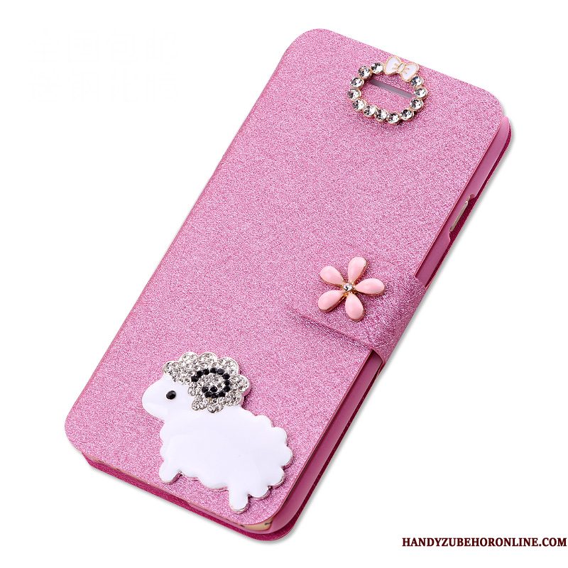 Hoesje Huawei Y6 2018 Leer Roze Anti-fall, Hoes Huawei Y6 2018 Folio Telefoon