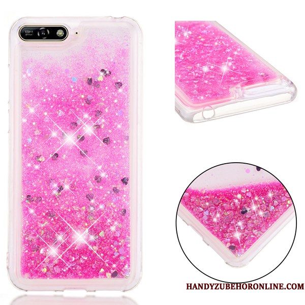 Hoesje Huawei Y6 2018 Zacht Trend Drijfzand, Hoes Huawei Y6 2018 Bescherming Anti-fall Roze