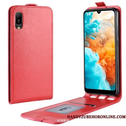 Hoesje Huawei Y6 2019 Leer Trend Eenvoudige, Hoes Huawei Y6 2019 Folio Telefoon Rood