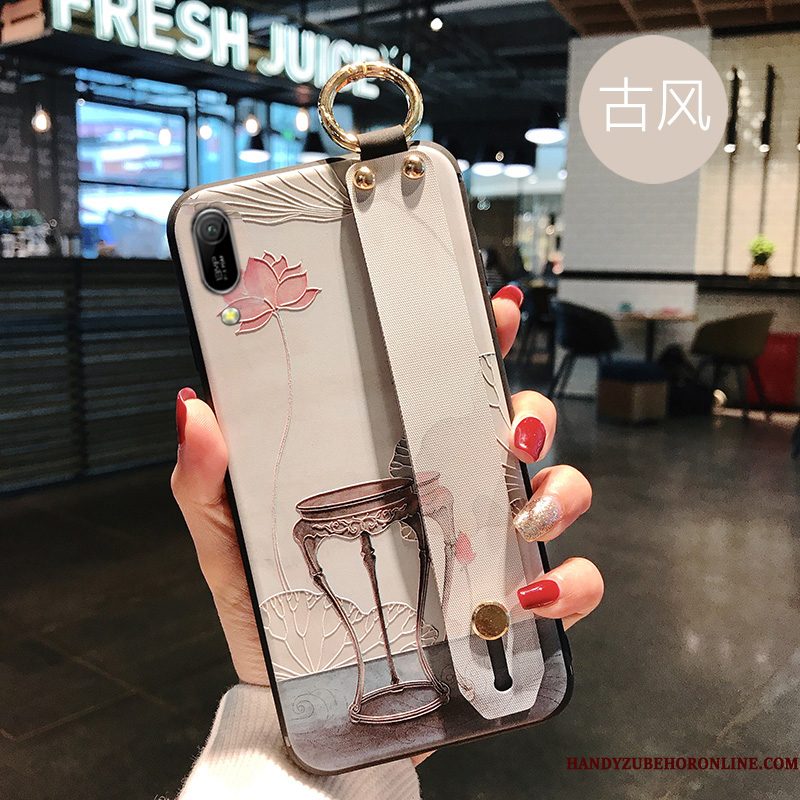 Hoesje Huawei Y6 2019 Zakken Anti-fall Wit, Hoes Huawei Y6 2019 Zacht Wind Kunst