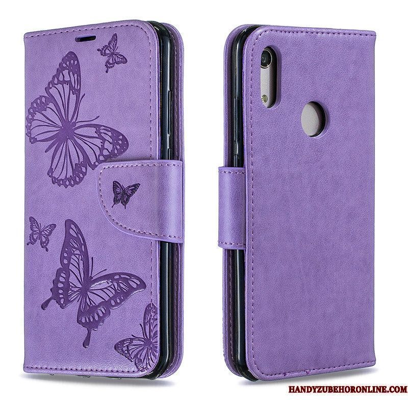 Hoesje Huawei Y6s Reliëf Jeugd Purper, Hoes Huawei Y6s Folio Vlinder Hanger