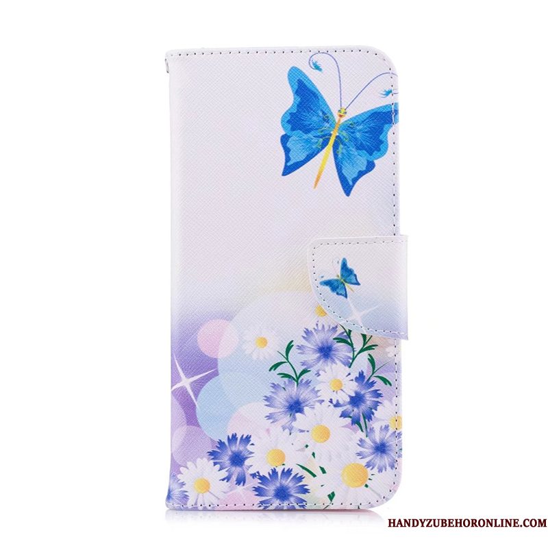 Hoesje Huawei Y7 2018 Leer Telefoon Wit, Hoes Huawei Y7 2018 Bescherming