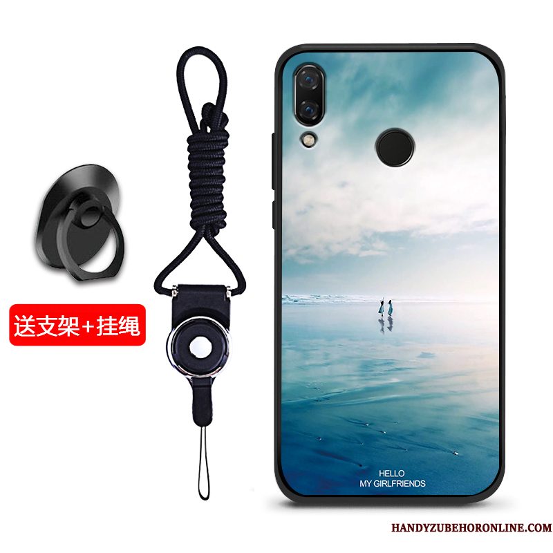 Hoesje Huawei Y7 2019 Bescherming Schrobbentelefoon, Hoes Huawei Y7 2019 Zacht Blauw